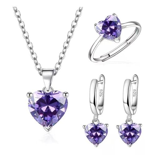 Ldabrye 3-teiliges Set mit verführerischen Herzen, Halskette und Ohrringen, elegantes Schmuck-Accessoire, Mode-Enthusiasten, elegante Zirkonia-Halskette und Ohrringe, Einheitsgröße, Wie beschrieben von Ldabrye