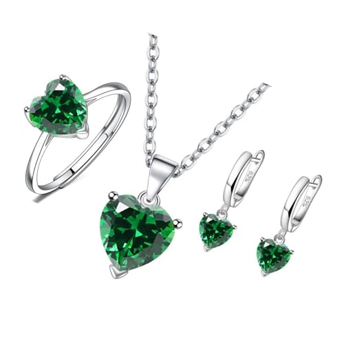 Ldabrye 3-teiliges Set mit verführerischen Herzen, Halskette und Ohrringen, elegantes Schmuck-Accessoire, Mode-Enthusiasten, elegante Zirkonia-Halskette und Ohrringe, Einheitsgröße, Wie beschrieben von Ldabrye