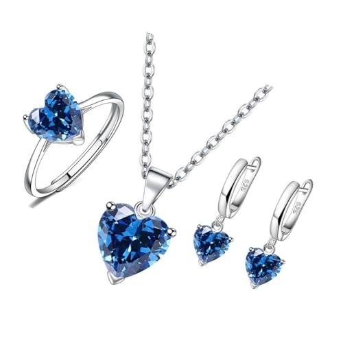 Ldabrye 3-teiliges Set mit verführerischen Herzen, Halskette und Ohrringen, elegantes Schmuck-Accessoire, Mode-Enthusiasten, elegante Zirkonia-Halskette und Ohrringe, Einheitsgröße, Wie beschrieben von Ldabrye