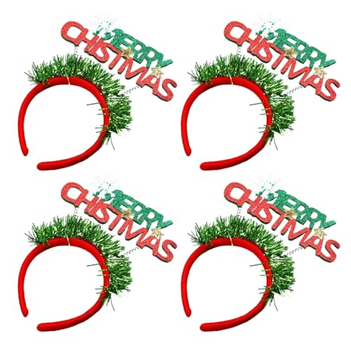 Ldabrye 4-teiliges Weihnachts-Buchstaben-Stirnbänder-Set mit weihnachtlichen Buchstaben, Stirnbänder für Mädchen, Festival, Haarreifen-Kollektion von Ldabrye