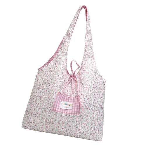 Ldabrye Ästhetische Canvas-Tragetasche, trendige Schultertasche für Shopping, Strand, Arbeit, Reisen, großes Fassungsvermögen, trendiges Stoffgeschenk, florales Schultertuch, a, One Size von Ldabrye