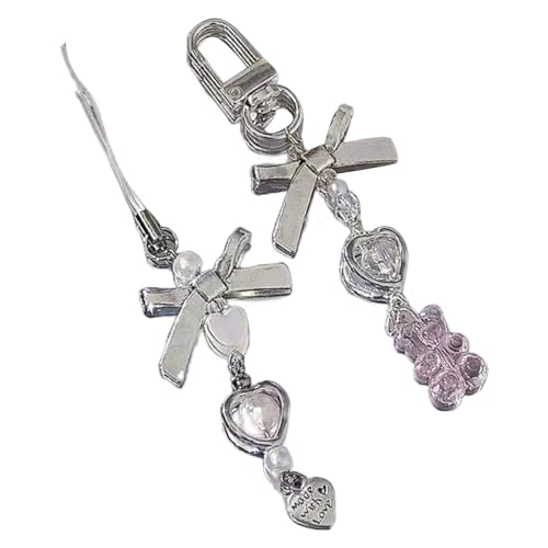 Ldabrye Bären/Herz Perlen Telefon Charm Silber Schmetterling Perlen Schlüsselbund Augenfassungszubehör von Ldabrye