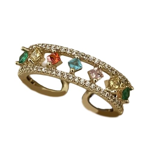 Ldabrye Bunte Zirkonringe Modische Geometrische Zirkonringe Frauen Charme Schmuck Für Frauen Mit Verstellbaren Geöffneten Designs Modeaccessoire von Ldabrye
