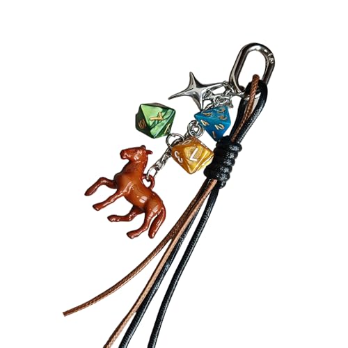 Ldabrye Charakteristische 3D Dices Und Pferdetasthalter Leichtes Acryl Webseil Schlüsselbund Retro Anhängerbeutel Charme Accessoire von Ldabrye