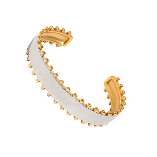 Ldabrye Einfache Goldene Perlenakzent Ohrringe Fingerringe Übertrieben Manschettenknopf Edelstahl Textur Soziales Sammeln Zubehör von Ldabrye