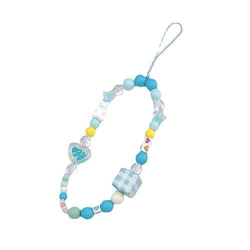 Ldabrye Farbe Runde Perlen Tassels Telefon Lanyard Weibliche Niedliche Perlen Telefon Shell Anhänger Zubehör Paket Dekoration Schlüsselbund Liebt Herzschlüsselkette von Ldabrye