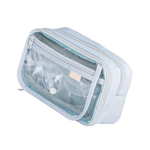 Ldabrye Federmäppchen mit großer Kapazität, ästhetisches Federmäppchen, einfache Taschen, transparentes Stifteetui, Schule, Bürobedarf, transparente Tasche, große Kapazität, ästhetisch, blau von Ldabrye