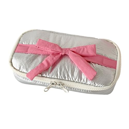 Ldabrye Federmäppchen mit hübschem Schleifen, großes Fassungsvermögen, Schleife, Stifttasche, Schule, Bürobedarf für Studenten, geräumige Aufbewahrung, Schleifen-Organizer-Box, silbergrau Ldabrye Federmäppchen mit hübschem Schleifen, großes Fassungsvermögen, Schleife, Stifttasche, Schule, Bürobedarf für Studenten, geräumige Aufbewahrung, Schleifen-Organizer-Box, silbergrau von Ldabrye