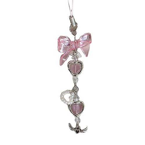 Ldabrye Flower Bowknot Tassels Telefon Lanyard Weibliche Niedliche Perlen Muschel Anhänger Zubehör Paket Dekoration Schlüsselbund Anhänger Zauber von Ldabrye