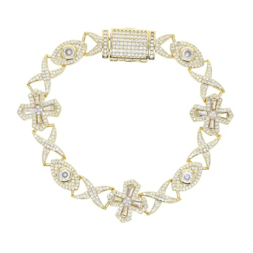 Ldabrye Gold/Silber Verlegtes Männerarmbandschmuck Gold Rhodium Plattiert Kubanisches Kettenarmband Mit Funkelnden Zirkon Verzierung Party Abnutzung von Ldabrye