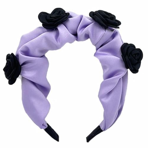 Ldabrye Haarband für Damen, Satin, Rosenblüte, niedliches Haar-Accessoire, Haarschmuck für Damen und Mädchen von Ldabrye