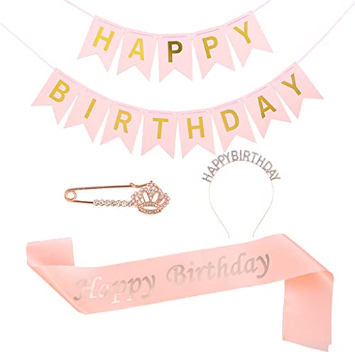 Ldabrye Haarreif Champagner Geburtstag Set Helle Geburtstag Schärpe für Party Dekorationen Supplies Haarband Haarschmuck für Frauen Mädchen von Ldabrye