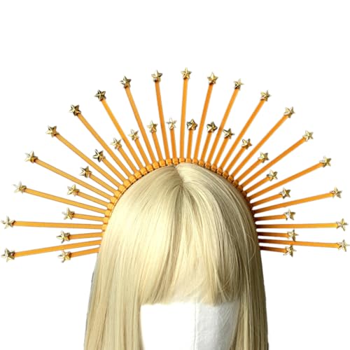 Ldabrye Haarreif Schmuck Tiaras Heiligenschein Krone Harz Stirnband Braut Haarschmuck Haarreifen Haarband Haarschmuck für Frauen Mädchen von Ldabrye