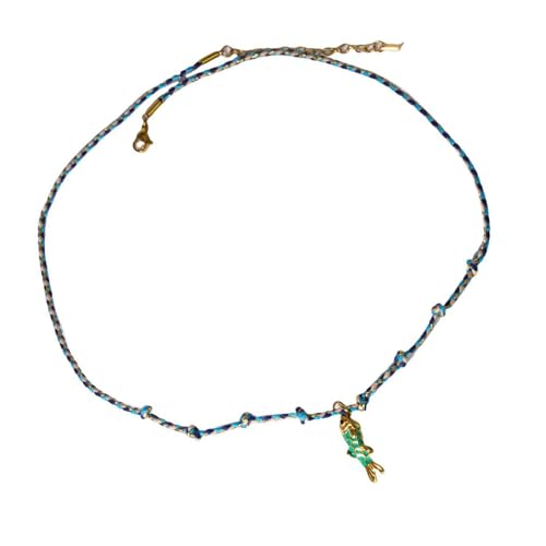 Ldabrye Halskette mit Fisch-Anhänger, verstellbar, geflochtene Kordel, mehrfarbig, Meeresschmuck, für Damen und Herren, Urlaubszubehör, Edelstahl-Fischschmuck, Einheitsgröße, Wie beschrieben, Wie von Ldabrye