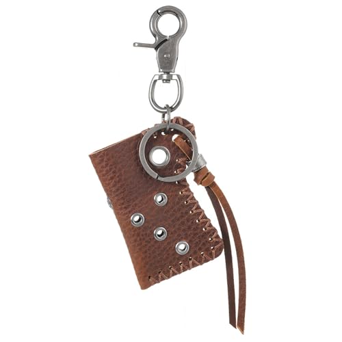 Ldabrye Handgefertigter Leder Leichter Schlüsselhalter Retro Designs Lederschlüsselkette Mit Schutzheller Für Modeliebhaber von Ldabrye