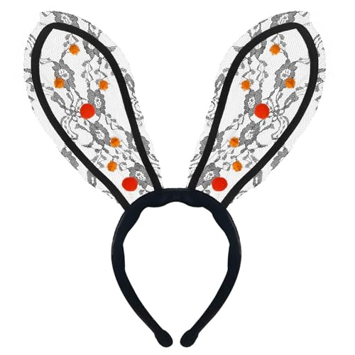 Ldabrye Hasen Cosplay Spitze Stirnband Süße Pompons Spitze Kopfbedeckung Haarbänder Kopfbedeckung Pompons Haarbänder Geburtstag Party von Ldabrye