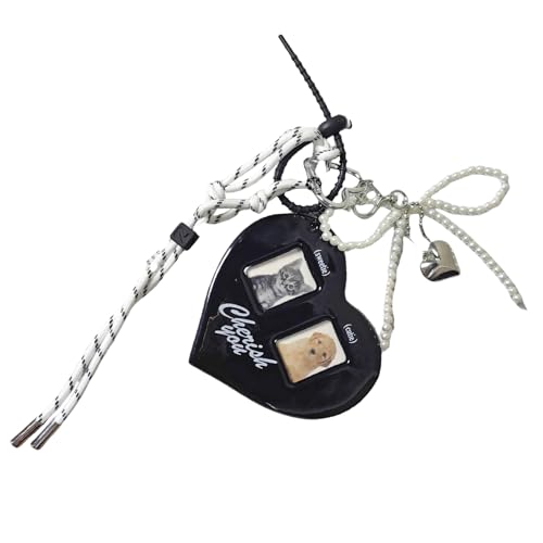 Ldabrye Herzkartenhalterschlüsselkette Mit Bowknot Und Gewebten Gurt Photokardhülsenschlüsselanhänger Zubehör Für Taschen Und Tasten von Ldabrye