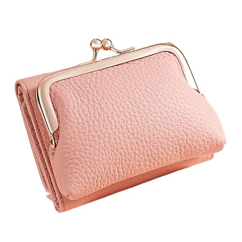 Ldabrye Kompakte Damengeldbörse mit Kuss-Lock-Münzfach und klarem Fenster, kurze Geldbörse, Kartenhalter für den täglichen Gebrauch, Farbe 2, 13 cm von Ldabrye