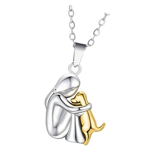 Ldabrye Mädchen Umarmen Hund Anhänger Halskette/Ohrringe Handgefertigtes Freundschaftsymbol Schmuck Stilvoller Tierzubehör Für Haustierliebhaber von Ldabrye