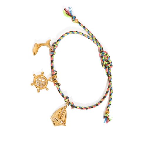 Ldabrye Marine-inspirierter, verstellbarer geflochtener Muschel-Anhänger für Damen und Herren, Hot Day Beach Styles, Handgelenkkette, Schmuck, geflochtenes Seil mit Anhänger, Einheitsgröße, Wie von Ldabrye