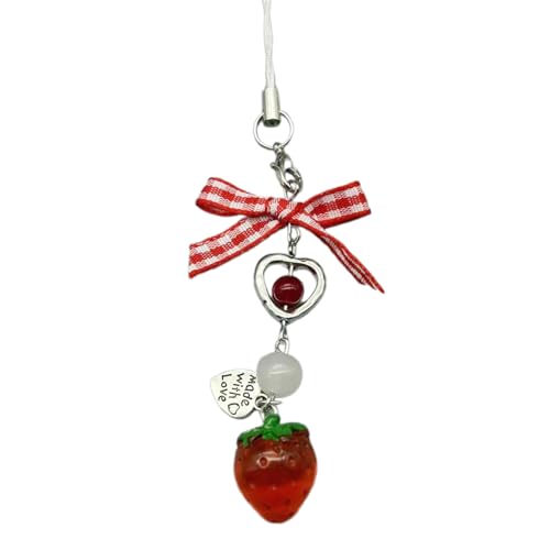 Ldabrye Mode Bowknot Telefon Charme Erdbeer Dekorative Anhänger Sternbeutel Anhänger Herzschmuck Für Mode Outfits Bowknot Charme von Ldabrye