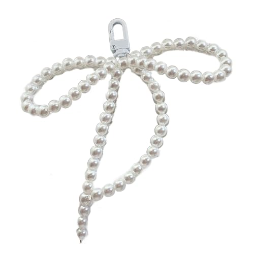 Ldabrye Mode Charme Telefonschlüsselkette Mit Nachahmungsperlen Perlen Bowknot Zartes Schlüsselbund Anhänger Ornament Bag Dekoration Telefonkette von Ldabrye