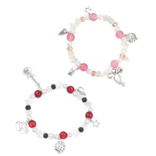 Ldabrye Mode Clasp Love Heart Perlen Armbänder Elastische Stretch Mode Schmuck Accessoire Für Frauen Und Teenager Herzcharmarmband von Ldabrye