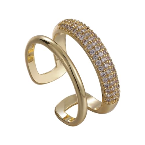 Ldabrye Mode Zirkonia Verkleinte Doppelschichtringe Anspruchsvolle Strasssteine ​​Fingerringe Schmuck Für Trendige Frauen von Ldabrye
