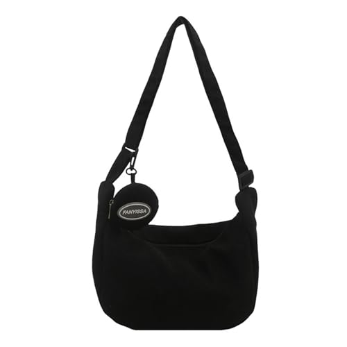Ldabrye Modische Kordsamt-Knödeltaschen für Damen, Crossbody-Tasche mit verstellbarem Riemen, Schultertasche, Geldbörse für Reisen und den täglichen Gebrauch, Damen-Seitentasche, Schwarz , One Size von Ldabrye