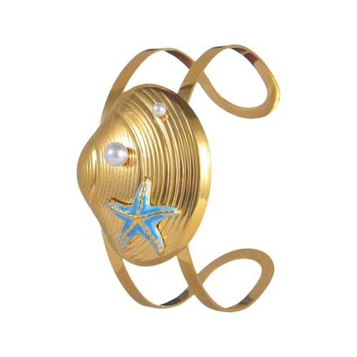 Ldabrye Openable Sea Star Shell Design Fashion Open Stylish Stainless Steel Wrist Accessory For Daily Wear Unique Charm Beach Vacation Jewelry, Einheitsgröße, Wie beschrieben von Ldabrye