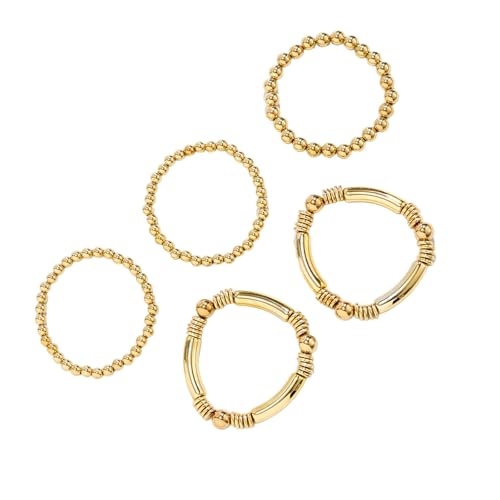 Ldabrye Packung Von 5 Eleganten Legierungen Perlen Armbänder Stapelbare Armaturenhäfen Handgefertigtes Widerstandsfähiges Schmuckgeschenk Für Frauen Metall Perlen Armbänder Für Frauen von Ldabrye