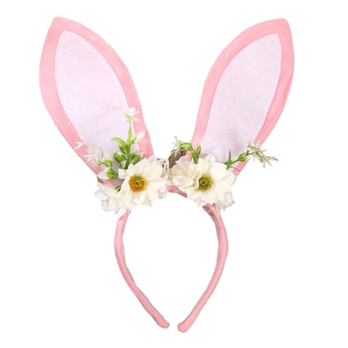 Ldabrye Rollenspiel Häschen Mädchen Stirnband mit Blumen-Designs Anime Stirnband Ostern Cosplay Kopfschmuck Festival Dressingup Zubehör von Ldabrye