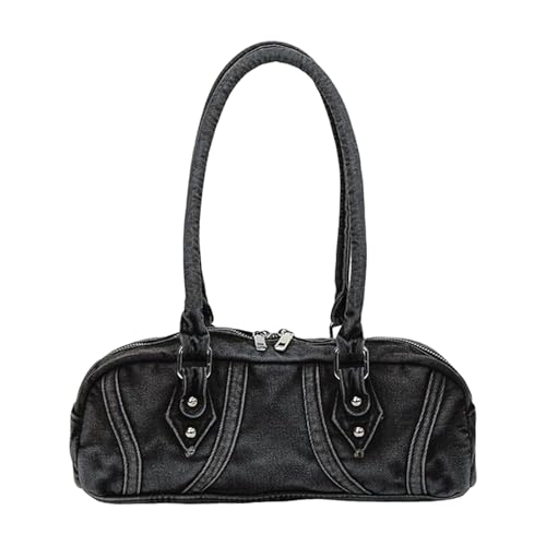 Ldabrye Stilvolle Abendtasche mit Reißverschluss und geräumigem Innenbereich, Pendler, Schultertasche, Unterarm-Geldbörse für den täglichen Gebrauch, japanische Handtasche, Schwarz , One Size von Ldabrye