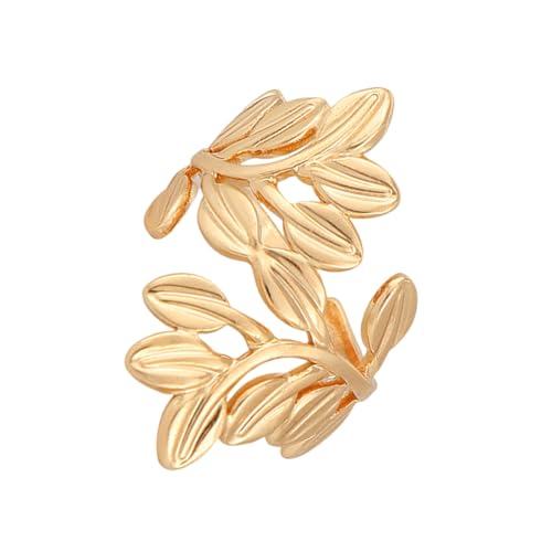Ldabrye Stilvolle Blattgoldringe Edelstahl Verstellbares Design Leichter Stabiler Schmuck Für Empfindliche Haut Aus Edelstahl Blattring Frauen von Ldabrye