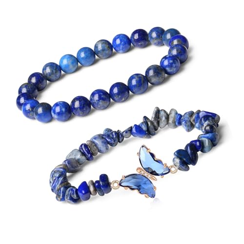 Ldabrye Stilvolle Kristallperlen für Frauen mit natürlichen Edelsteinen und Schmetterlings-Akzent, kreatives Armband für Frauen, Einheitsgröße, Wie beschrieben von Ldabrye