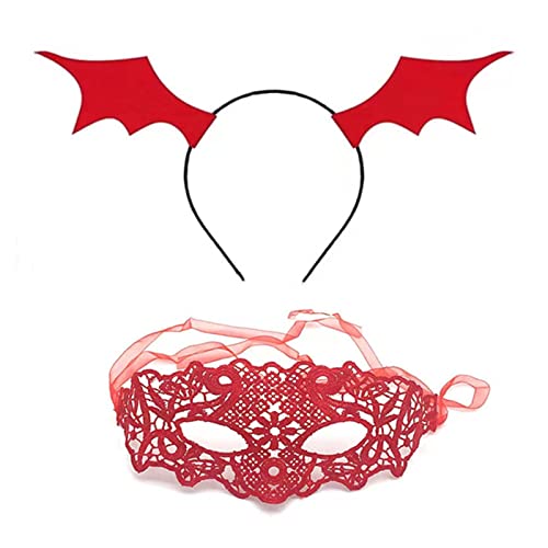 Ldabrye Stirnband 2 Stück Frauen Fledermaus Flügel Form für Kopf Hoop Festival Party Spitze Floral Half Ma Haarband Haarschmuck für Frauen Mädchen von Ldabrye