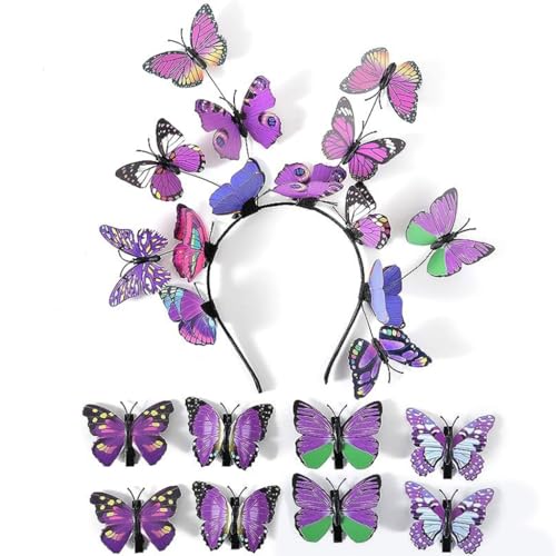 Ldabrye Stirnband 3D Frühling Schmetterling Stirnband Weibliches Kostüm Stirnband Bühnenauftritte Haarspange Haarband Haarschmuck für Frauen Mädchen von Ldabrye