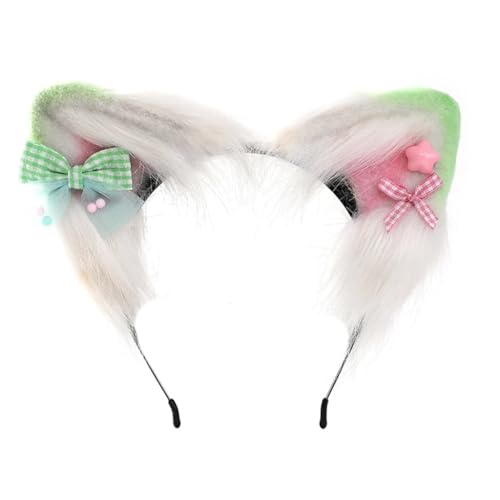Ldabrye Stirnband Cartoon Katzenohren Haarreif mit kleiner Schleife Haarhalter Cosplay Party Kopfbedeckung Haarband Haarschmuck für Frauen Mädchen von Ldabrye