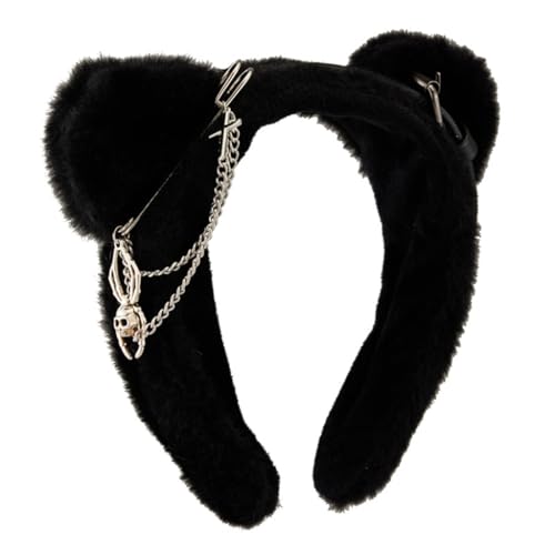 Ldabrye Stirnband Harajuku Plüsch Katzen Haarband mit Metall Ohrring Frau Fotografie Haarband Haarband Haarschmuck für Frauen Mädchen von Ldabrye