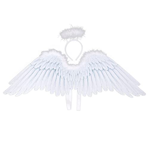 Ldabrye Stirnband Kostüm Prop Engel Feder Flügel Haarreifen Heiligenschein Stirnband für Karneval Cosplay Haarband Haarschmuck für Frauen Mädchen von Ldabrye