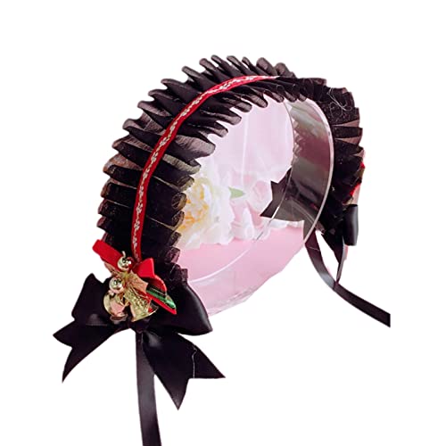 Ldabrye Stirnband Lolita Kätzchenohren Haarband mit Glocken Rüschen Spitze Stirnband Spitze Band Bowknot Stirnbänder Anime Cosplay Haarschmuck Haarband Haarschmuck für Frauen Mädchen von Ldabrye