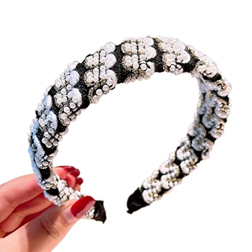 Ldabrye Stirnband Perlen Stirnbänder Kunstperlen Haarreifen Braut Kopfschmuck Breite Perle Haarband Elegante Foto Requisiten Kopfbedeckung für Frauen Haarband Haarschmuck für Frauen Mädchen von Ldabrye