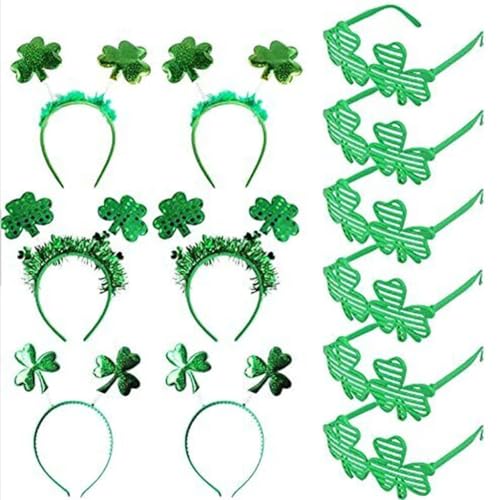 Ldabrye Stirnband Punk Kleeblatt Haarreifen Frauen Haarband Sonnenbrille St. Patricks Day Party Set Haarband Haarschmuck für Frauen Mädchen von Ldabrye