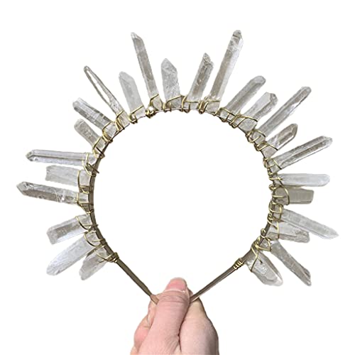 Ldabrye Stirnband Rosa Kristall Kopfbedeckung Opal Engel Aura Tiara Bohemia Stil für Kopf Ornamente Meerjungfrau Stirnband für Musik Festivals Haarband Haarschmuck für Frauen Mädchen von Ldabrye