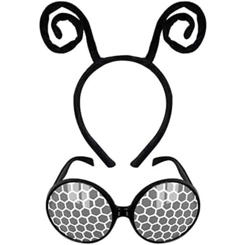 Ldabrye Stirnband Schöne Antennen Honigbiene Stirnband Cartoon Brille Gestreift Haarreifen für Bühne Haarband Haarschmuck für Frauen Mädchen von Ldabrye