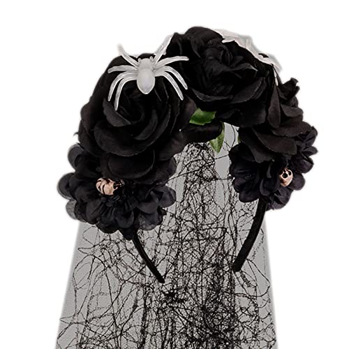 Ldabrye Stirnband Stilvolle Blumen Perlen Schleier Haarreifen Stirnband Kopfbedeckung Cosplay Haarschmuck Haarband Haarschmuck für Frauen Mädchen von Ldabrye