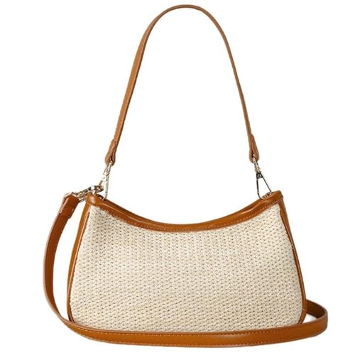 Ldabrye Strohtasche für Damen, Unterarm-Geldbörse, Schultertasche mit verstellbarem Riemen, für Strandurlaub und lässige Tagesausflüge, Damen-Handtasche von Ldabrye
