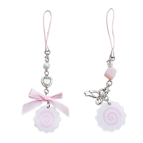 Ldabrye Süßer Japanischer Stil Telefon Charme Fischkuchen Herz Perlenbeutel Anhänger Keyring Schlüsselbund Perfekt Für Kamera Telefone Und Schlüsselharm Charme von Ldabrye