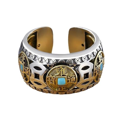 Ldabrye Traditionelles Wohlstandsymbol Ringe Rotierende Mechanismus Ängste Relief Werkzeug Öffnungsvolles Fingerschmuck Geschenk Fünf Vermögensring von Ldabrye