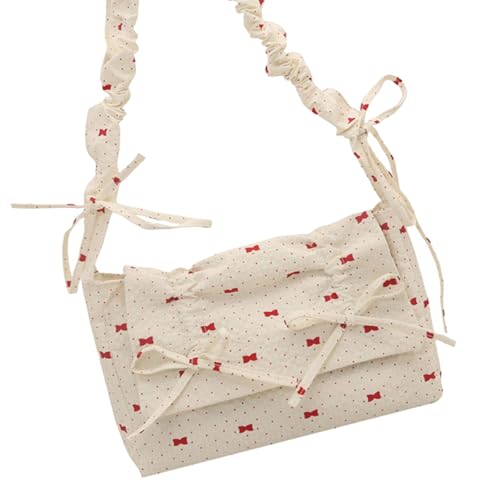 Ldabrye Trendy Blumendruckbeutel Mit Plissierten Bögen Mit Atmungsaktivem Polyester Bequemer Verstellbarer Gurt Mehrzweck Lösung Leichter Reisefreundlicher Frauen Geldbeutel von Ldabrye